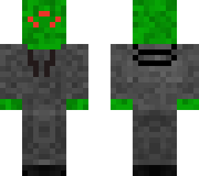 6 eyed green monster wearing a sweat suit