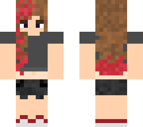 girl with red highlights in hair and crop top