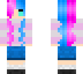 girl with blue and pink hair for a tornament template from xxnightxforestxx