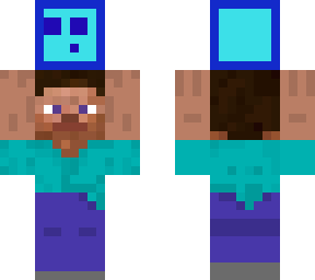 steve holding a blue slime