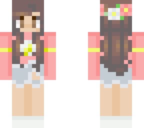 girl with brown hair wearing a flash outfit with a red and white flower headband