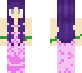 mermaid girl: purple hair and pink tail