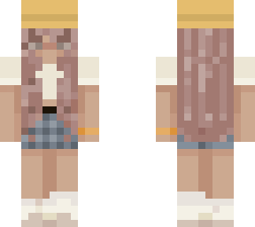 girl with checkered skirt and yellow hat