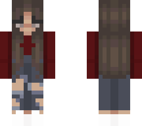 ~brown highlights red hoodie girl~