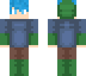 guy with a turtle green hoodie and blue hair