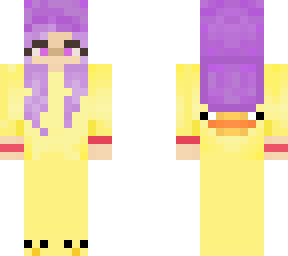 purple haired girl ducky suit