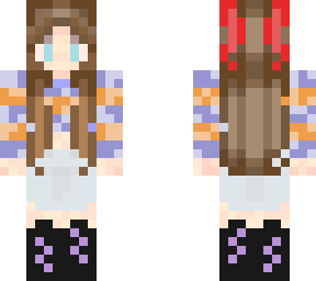 brown hair girl, with a red bow.