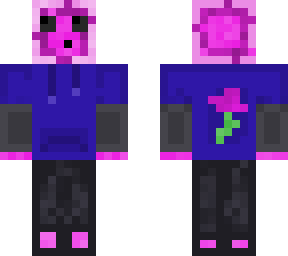 purple slime with hoodie and purple flower on the back