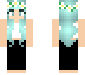 blue haired girl with white tanktop