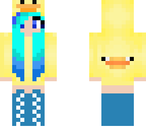 ducky girl with blue hair and headphones