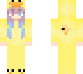 ducky girl with cotton candy hair