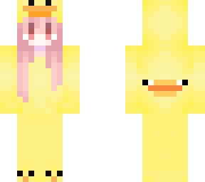 ducky girl with pastel pink hair