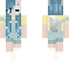 wolf girl in overalls with a mask