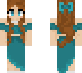 brunette girl teal dress