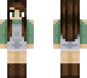 girl with jade green top and shortalls