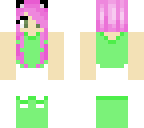 pink and green cat girl