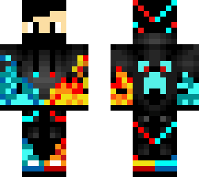 cool red and blue fire merch skin