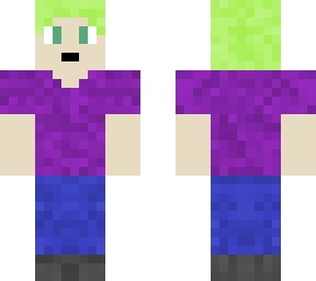 green hair purple shirt