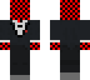 red and black checkerboard design w/ tux