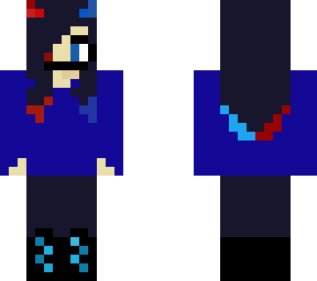 blue and red demon