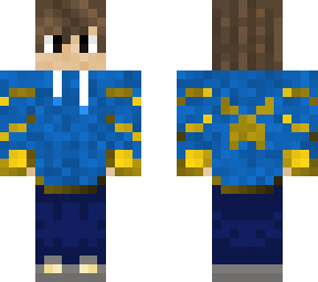 blue+gold jacket w/ creeper on back