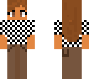 checkers-cafe brown pants-brown hair