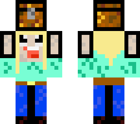 girl holding a chest