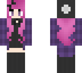 purple plaid pink haired girl