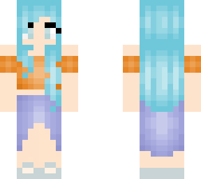 ~summer strolls~ girl with blue hair and purple skirt