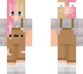 cute blonde & pink bear overalls