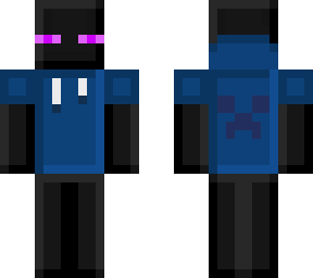 blocky enderman with creeper hoodie and headphones