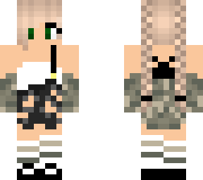 camo girl w/ short black overalls