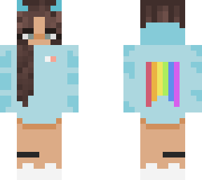 rainbow blue hoodie girl