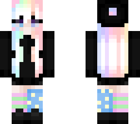 wearing all black but got rainbow hair