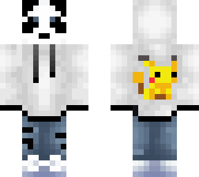 cool pikachu panda  white hoodie