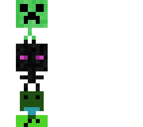 creeper on top of enderman on top of zombie on top of slime