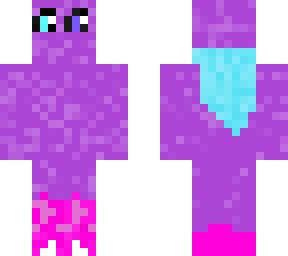 purple robber w/ hair stiking out in bunny slipers
