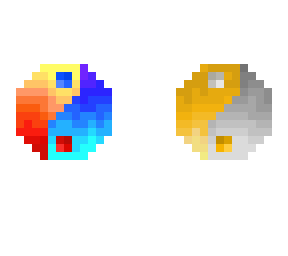 ying and yang but there replaced with fire and water and sun and moon