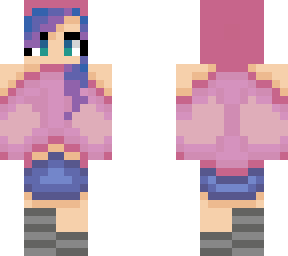 bored skin (hooded, girl, tomboy, rainbow hair)