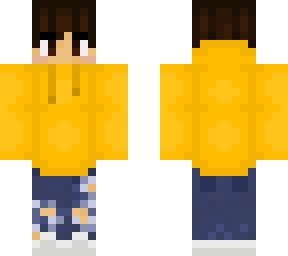 yellow hoodie and ripped jeans-reupload