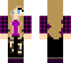 blonde girl with purple flannel