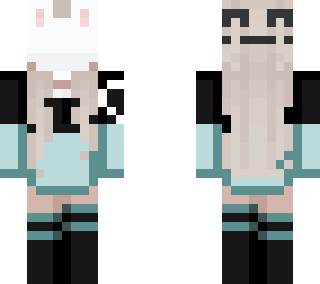 black and light blue bunny masked girl