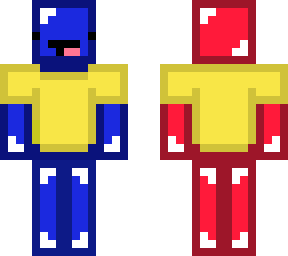 blue and red skeppy in golden chestplate