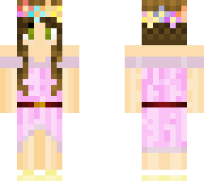 girl with light pink dress and flower crown.