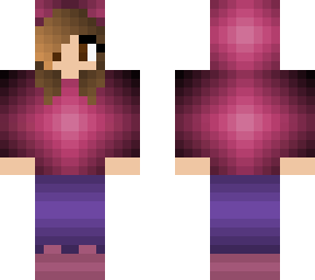 magenta/pink girl with short brown hair