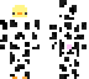 duck in a cow hoodie