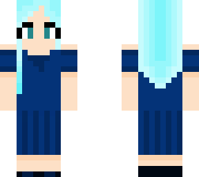 blue hair blue dress