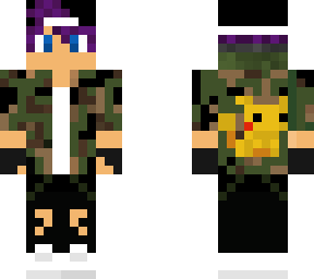 purple  hair camo pikachu