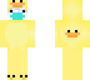 sweaty skin in ducky onesie with a mask
