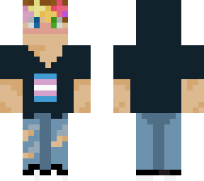 trans boy with flower crown